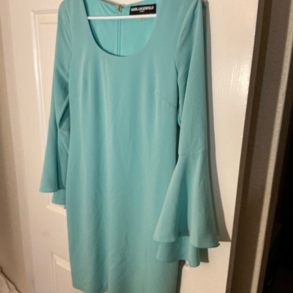 Karl Lagerfeld Light Blue Long Sleeve Dress
